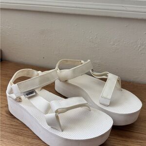 Teva Women's White Platform Sandals with Adjustable Straps